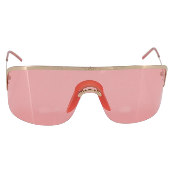 GUCCI Rimless Sunglasses Metal Red Gold Tone Auth BA15030