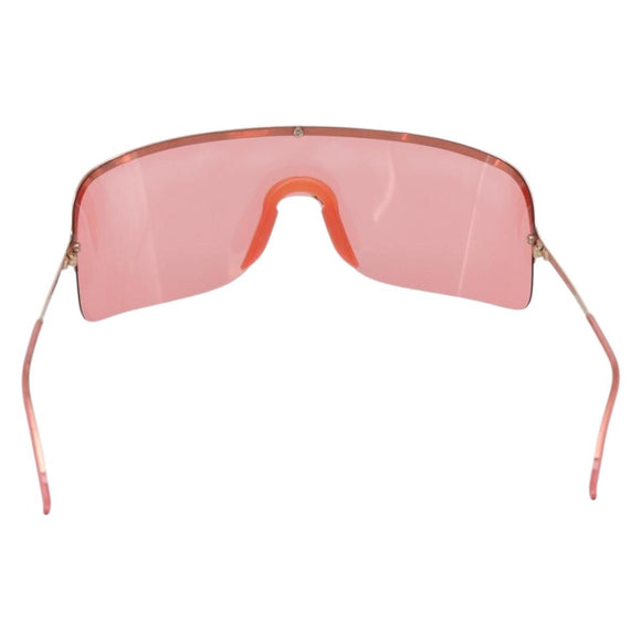 GUCCI Rimless Sunglasses Metal Red Gold Tone Auth BA15030