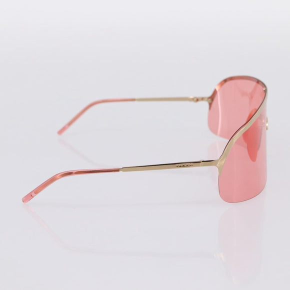 GUCCI Rimless Sunglasses Metal Red Gold Tone Auth BA15030