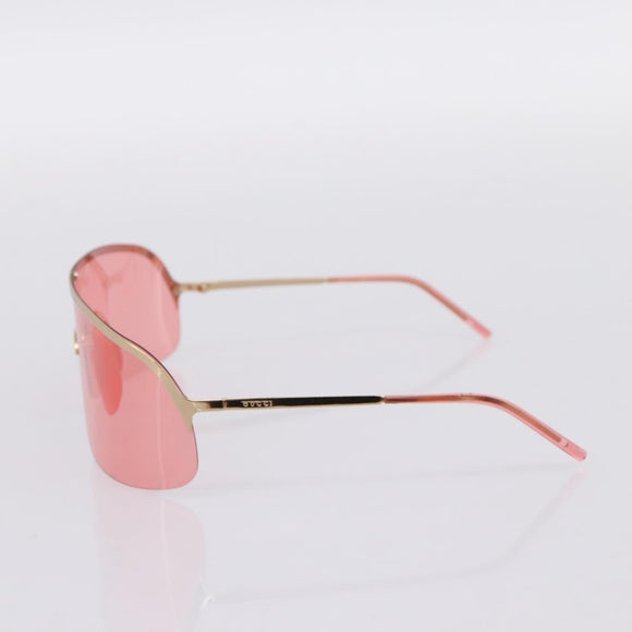 GUCCI Rimless Sunglasses Metal Red Gold Tone Auth BA15030