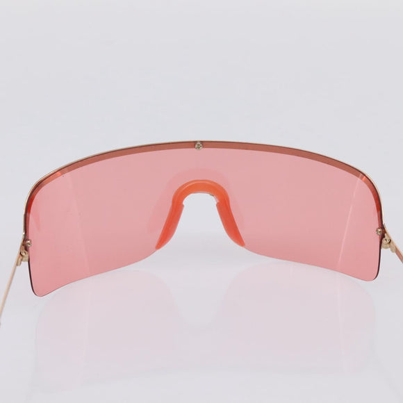 GUCCI Rimless Sunglasses Metal Red Gold Tone Auth BA15030