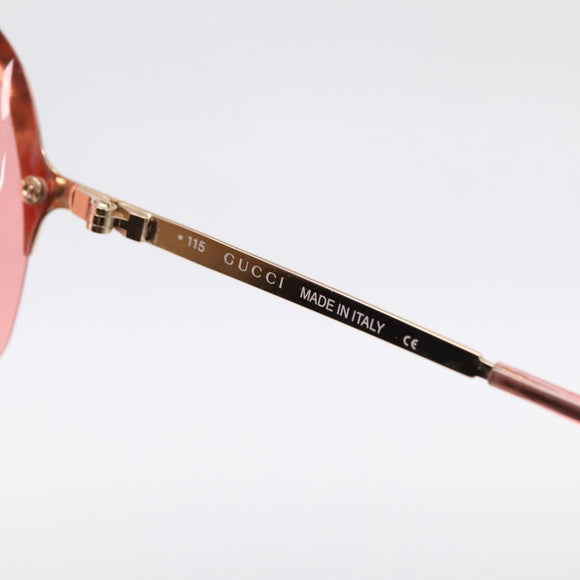 GUCCI Rimless Sunglasses Metal Red Gold Tone Auth BA15030