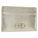 Salvatore Ferragamo Gancini Card Case Leather Champagne Gold Auth BA15034V-1
