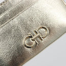 Salvatore Ferragamo Gancini Card Case Leather Champagne Gold Auth BA15034V-17