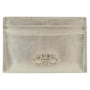 Salvatore Ferragamo Gancini Card Case Leather Champagne Gold Auth BA15034V-13