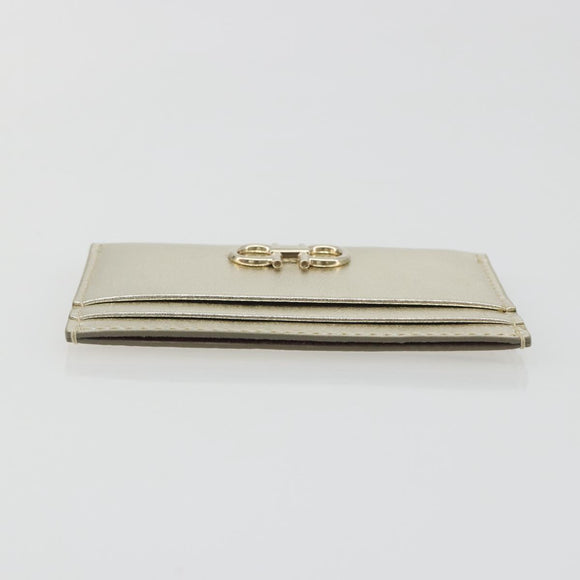 Salvatore Ferragamo Gancini Card Case Leather Champagne Gold Auth BA15034V