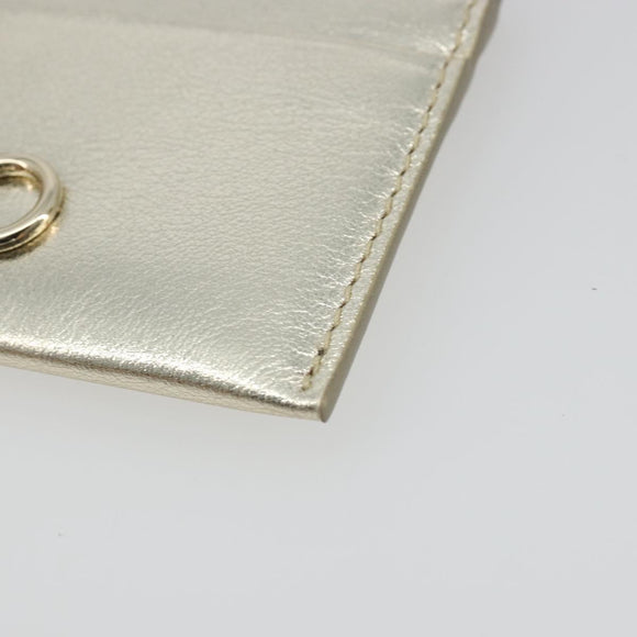 Salvatore Ferragamo Gancini Card Case Leather Champagne Gold Auth BA15034V