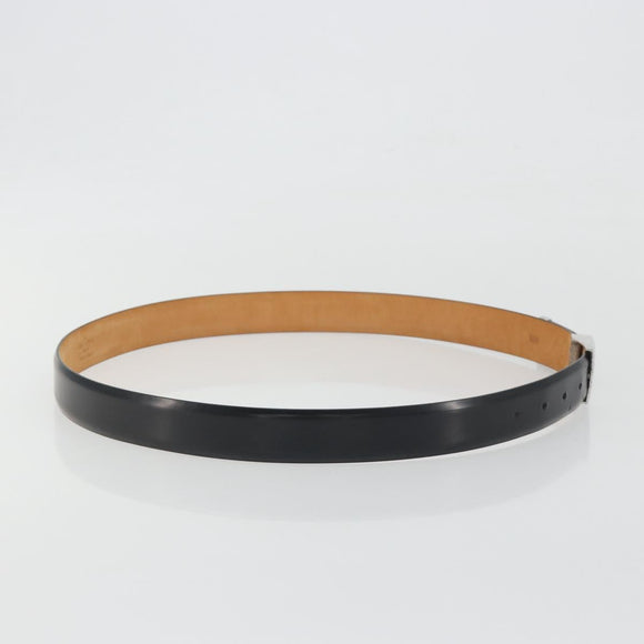 LOUIS VUITTON Ceinture Carre Belt Leather ""90/36"" Black Silver LV Auth BA15036