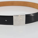 LOUIS VUITTON Ceinture Carre Belt Leather ""90/36"" Black Silver LV Auth BA15036-5