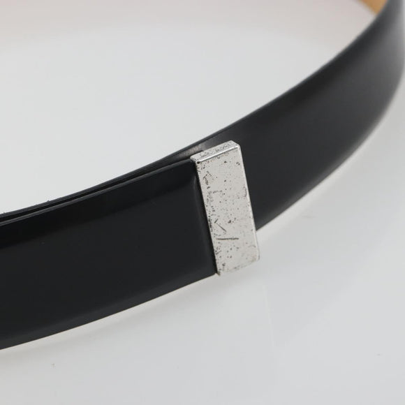 LOUIS VUITTON Ceinture Carre Belt Leather ""90/36"" Black Silver LV Auth BA15036