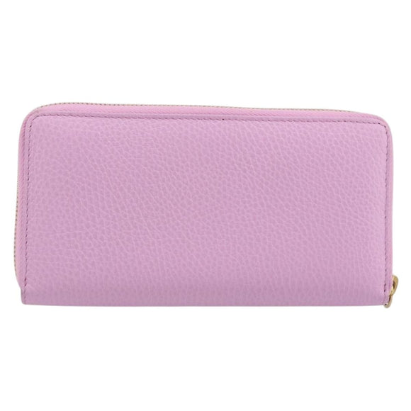 GUCCI GG Marmont Bosco Zip Around Long Wallet Leather Pink 499337 Auth BA15038V
