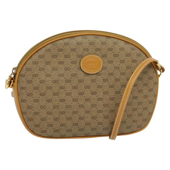 GUCCI Micro GG Supreme Shoulder Bag PVC Brown Gold 007 084 0094 Auth BA1504