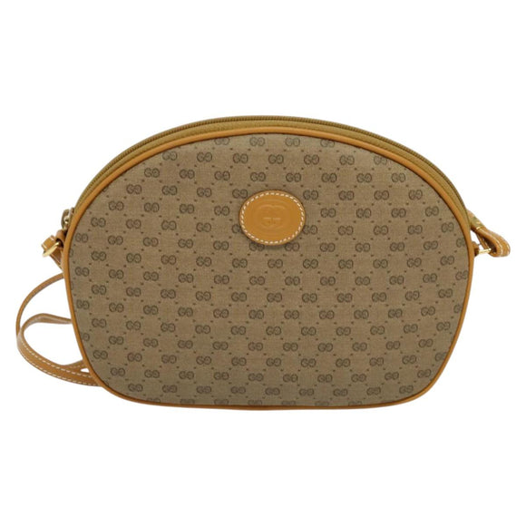 GUCCI Micro GG Supreme Shoulder Bag PVC Brown Gold 007 084 0094 Auth BA1504
