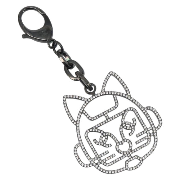 CHANEL Cat Robot Key Holder Metal Black CC Auth BA15043M
