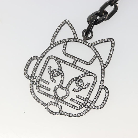 CHANEL Cat Robot Key Holder Metal Black CC Auth BA15043M