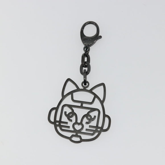 CHANEL Cat Robot Key Holder Metal Black CC Auth BA15043M
