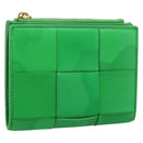 BOTTEGA VENETA MAXI INTRECCIATO Bifold Wallet Leather Green Gold Auth BA15047-1