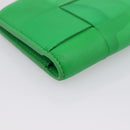 BOTTEGA VENETA MAXI INTRECCIATO Bifold Wallet Leather Green Gold Auth BA15047-16