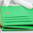 BOTTEGA VENETA MAXI INTRECCIATO Bifold Wallet Leather Green Gold Auth BA15047-20