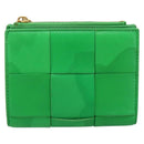 BOTTEGA VENETA MAXI INTRECCIATO Bifold Wallet Leather Green Gold Auth BA15047-13