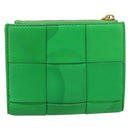 BOTTEGA VENETA MAXI INTRECCIATO Bifold Wallet Leather Green Gold Auth BA15047-2