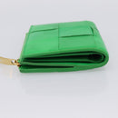 BOTTEGA VENETA MAXI INTRECCIATO Bifold Wallet Leather Green Gold Auth BA15047-3