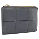BOTTEGA VENETA MAXI INTRECCIATO Coin Purse Leather Gray Gold Tone Auth BA15048-1