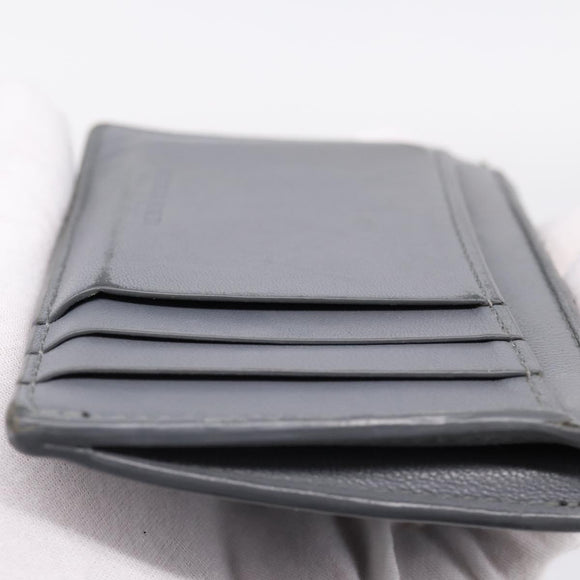 BOTTEGA VENETA MAXI INTRECCIATO Coin Purse Leather Gray Gold Tone Auth BA15048