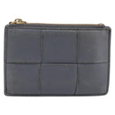 BOTTEGA VENETA MAXI INTRECCIATO Coin Purse Leather Gray Gold Tone Auth BA15048-13
