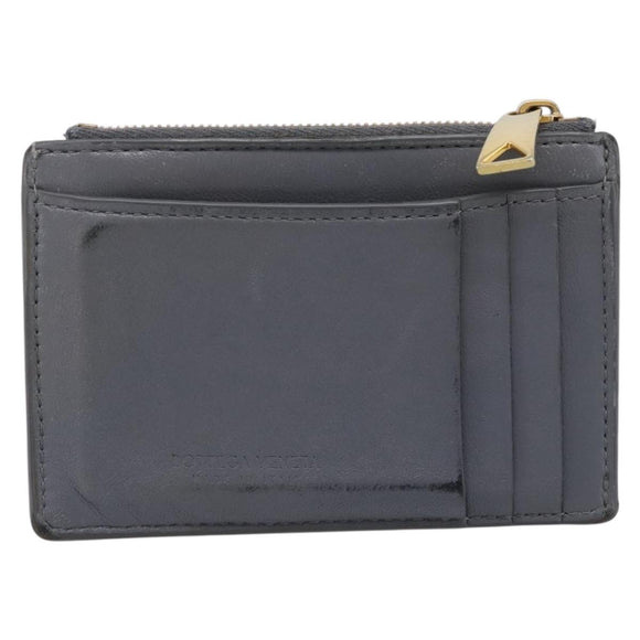 BOTTEGA VENETA MAXI INTRECCIATO Coin Purse Leather Gray Gold Tone Auth BA15048