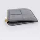 BOTTEGA VENETA MAXI INTRECCIATO Coin Purse Leather Gray Gold Tone Auth BA15048-3