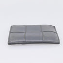 BOTTEGA VENETA MAXI INTRECCIATO Coin Purse Leather Gray Gold Tone Auth BA15048-6