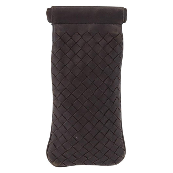 BOTTEGA VENETA INTRECCIATO Glasses Case Coin Purse Leather 2 Set Auth BA15053