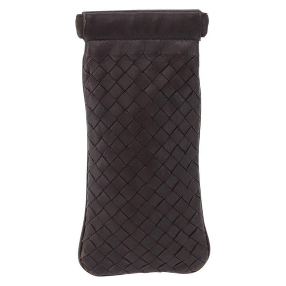 BOTTEGA VENETA INTRECCIATO Glasses Case Coin Purse Leather 2 Set Auth BA15053