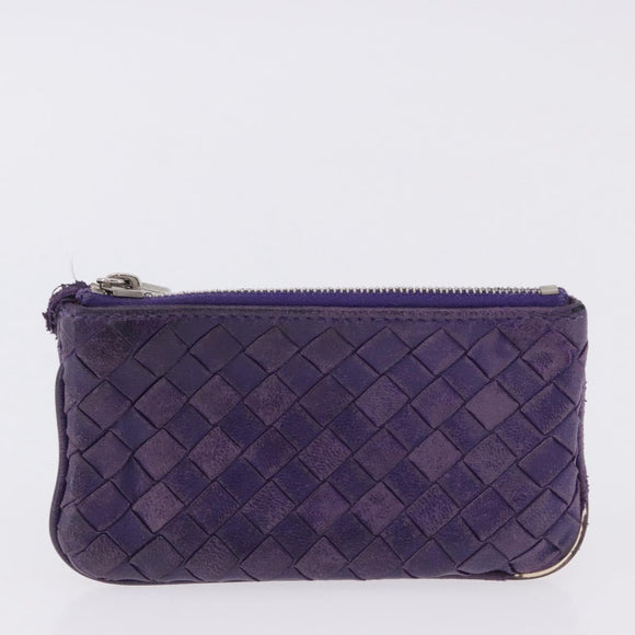 BOTTEGA VENETA INTRECCIATO Glasses Case Coin Purse Leather 2 Set Auth BA15053