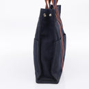 HERMES Fourre Tout MM Hand Bag Cotton Navy Silver Auth BA15062-4