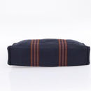HERMES Fourre Tout MM Hand Bag Cotton Navy Silver Auth BA15062-5