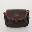 CELINE Macadam Shoulder Bag PVC 3 Set Brown Beige Auth BA15063-16