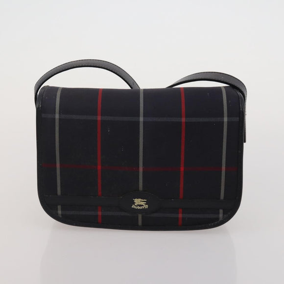 BURBERRY Shoulder Bag Hand Bag Canvas Leather 3 Set Navy Beige Auth BA15066