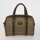 BURBERRY Shoulder Bag Hand Bag Canvas Leather 3 Set Navy Beige Auth BA15066-9