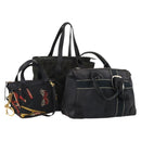 Salvatore Ferragamo Givenchy Hand Bag Canvas Nylon 3 Set Black Auth BA15068-1