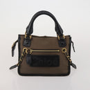 Chloe Hand Bag Canvas Leather 2 Set Khaki Red Auth BA15069-10