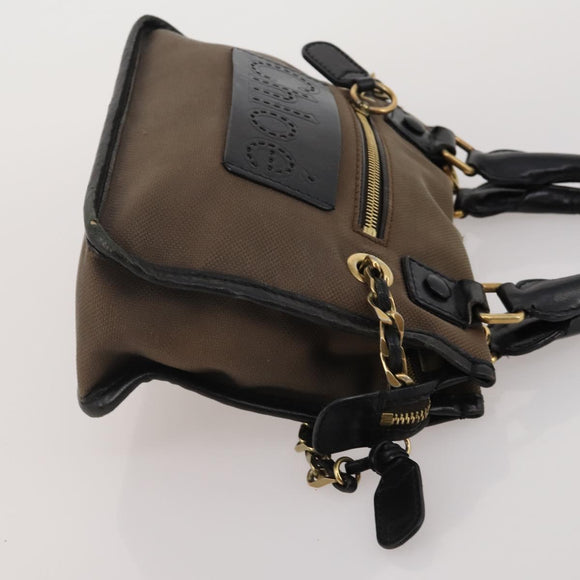 Chloe Hand Bag Canvas Leather 2 Set Khaki Red Auth BA15069