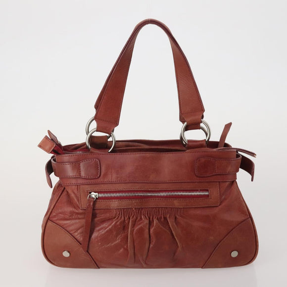 Chloe Hand Bag Canvas Leather 2 Set Khaki Red Auth BA15069