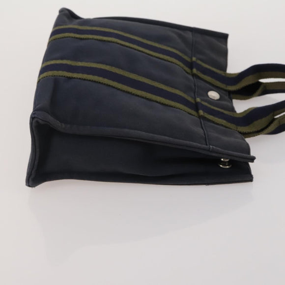 HERMES Fourre Tout Hand Bag Cotton 4 Set Navy Red gray Auth BA15070