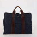 HERMES Fourre Tout Hand Bag Cotton 4 Set Navy Red gray Auth BA15070-20