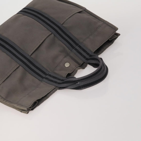 HERMES Fourre Tout Hand Bag Cotton 4 Set Navy Red gray Auth BA15070