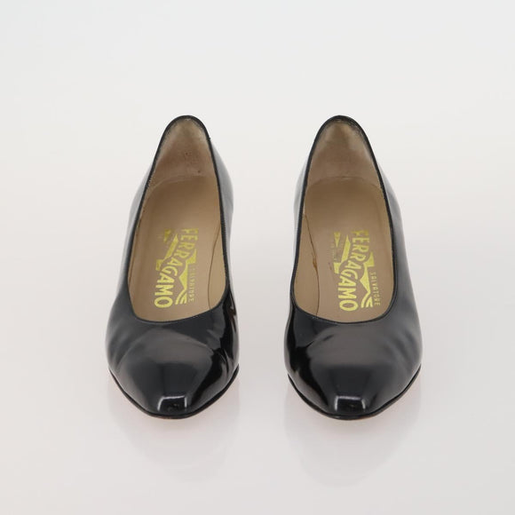 Salvatore Ferragamo Heel Pumps 2 Set Beige Black Auth BA15071