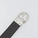 GUCCI GuccissimaGG Interlocking G Belt Leather Black Silver 473030 Auth BA15074V-10