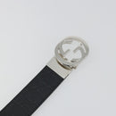 GUCCI GuccissimaGG Interlocking G Belt Leather Black Silver 473030 Auth BA15074V-9